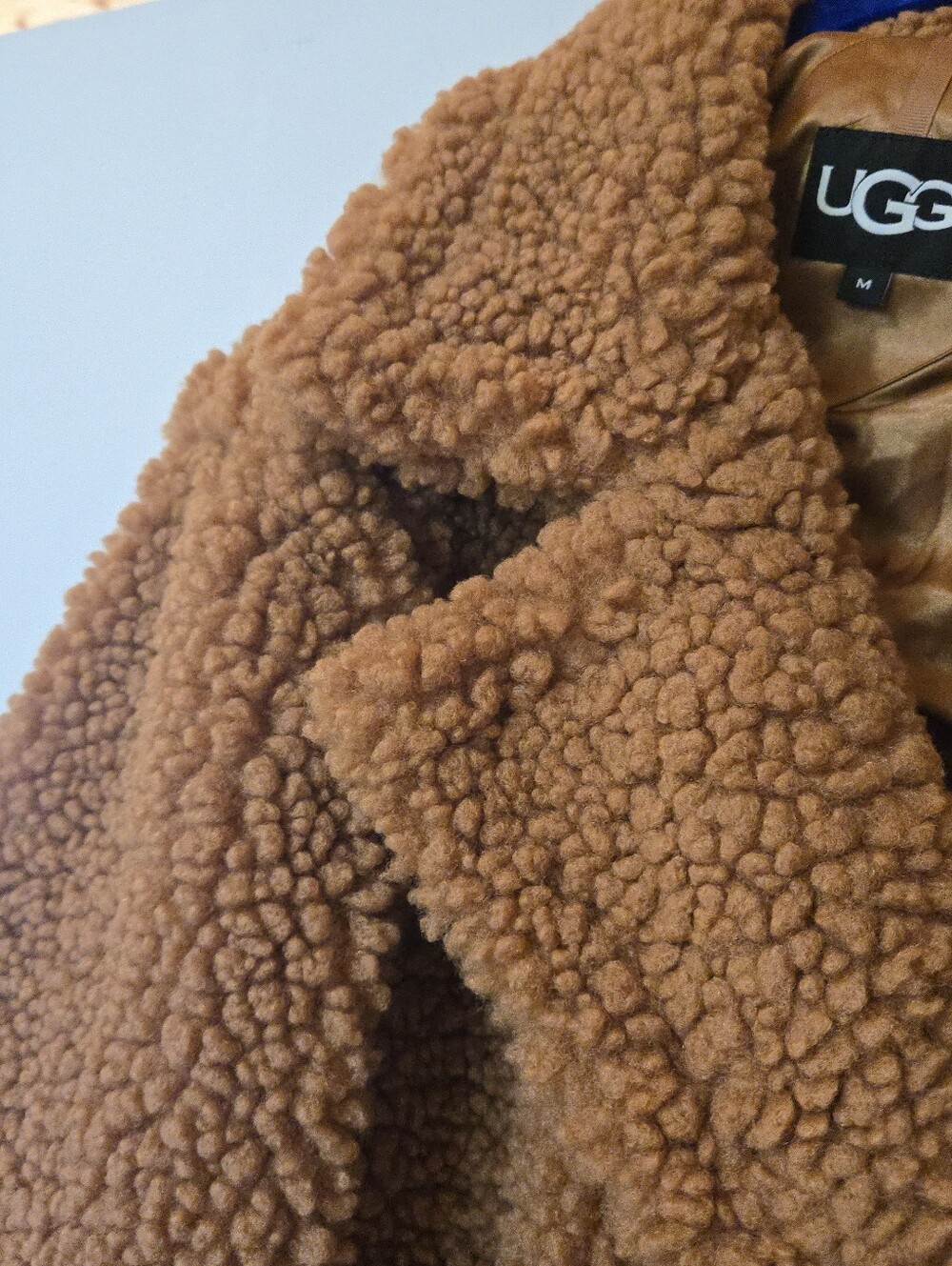 UGG Brown Gertrude Long Teddy Coat, SIZE M - Picture 7 of 16